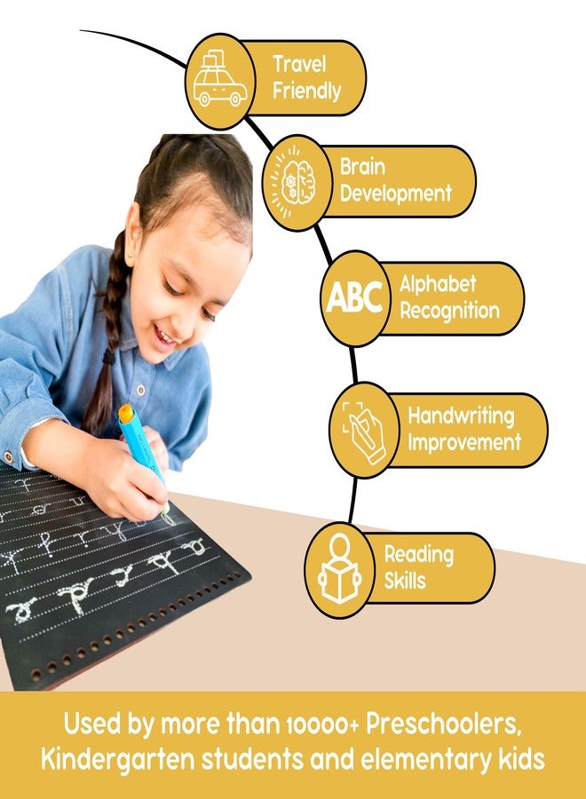 Berrybee سبورة طباشيرية قابلة لإعادة الاستخدام من بيري بي، ذات وجهين، لتعليم الكتابة اليدوية | كتاب تدريب على الكتابة اليدوية للأطفال من 4 إلى 6 سنوات | كتابة يدوية بأحرف كبيرة وصغيرة | هدية للأولاد والبنات (الخط الإنجليزي المتصل) - Image 4